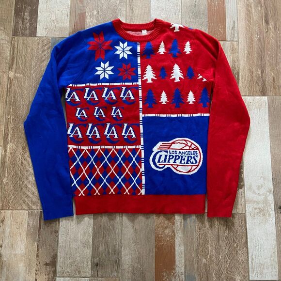 Forever Collectibles Nba La Clippers Ugly Christmas Sweater Crewneck Medium M - Picture 1 of 8
